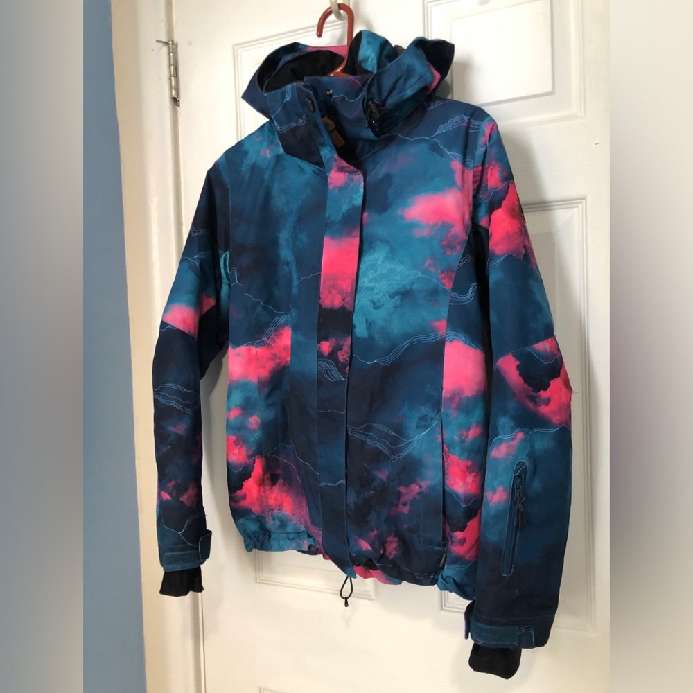 SMN Graffiti Ski Jacket Women's Blue and Pink